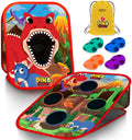 Swooc Games® - Dino Frenzy™ | 2-in-1 Corn Hole Games for Kids | 5-Second Setup | Dinosaur Bean Bag Toss Game for Kids | Kid Cornhole Game Set | Toddler Party Activity | Outside Bean Bags Kid Tossing