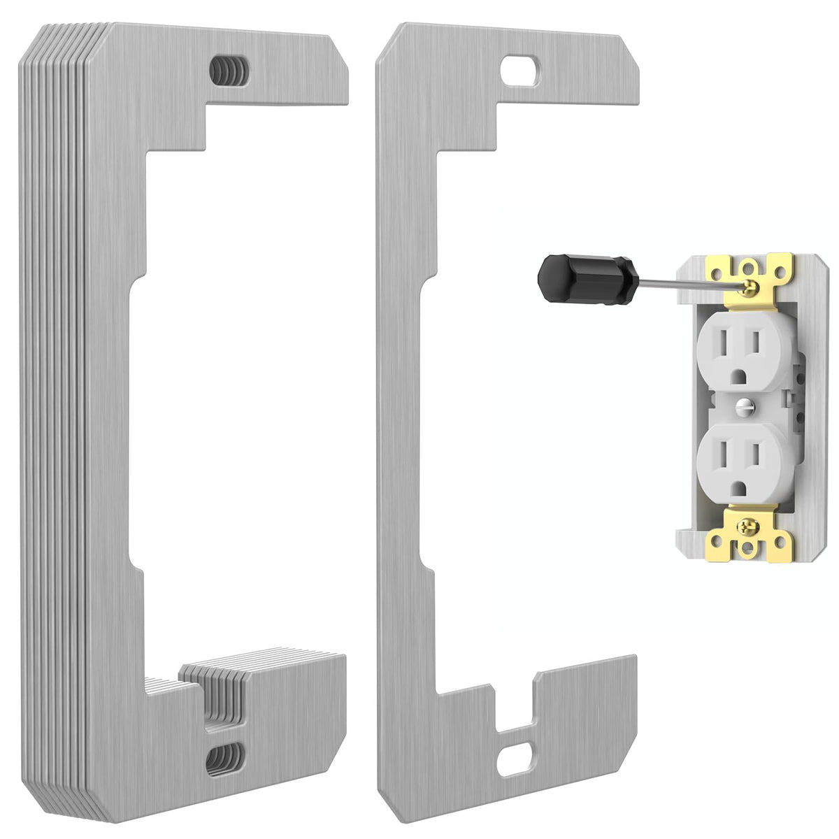 10 Pcs Wall Plate Spacer,Spacers for Electrical Outlets, Metal Flush Fit Device Leveling Plates for Electrical Outlet Repair, Fix Loose Outlets and Electrical Boxes