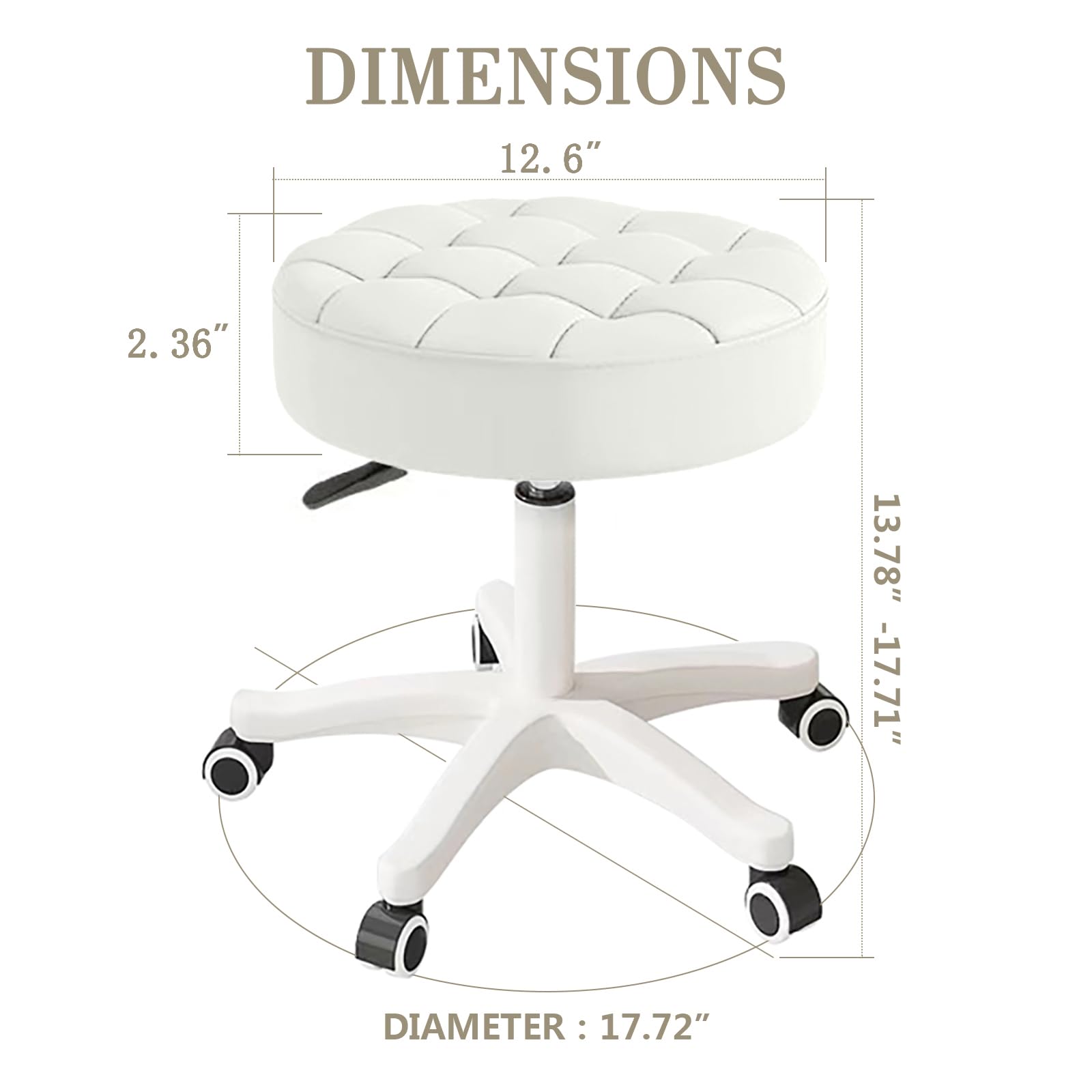 Small Chair Round Rolling Stool with Wheels Pu Leather Height Adjustable Swivel Drafting Work Spa Salon Stools Home Office Chair,6 Pack
