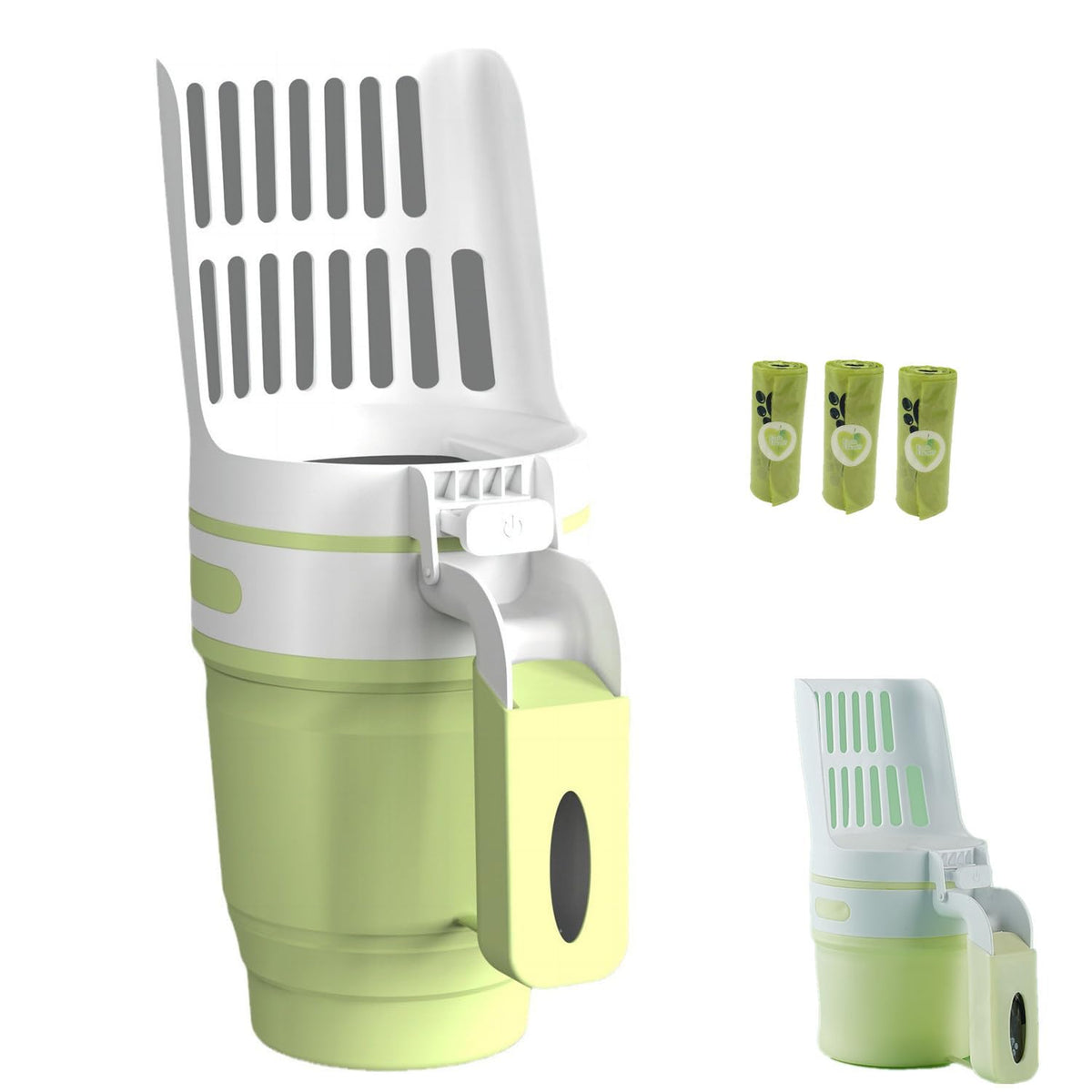 Cat Litter Scoop with Bag Holder, Integrated Detachable Deep Cat Litter Shovel (Green)