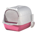 Enclosed Hooded Cat Litter Box with Two-Way Door, Deep Pet Litter Pan, Covered Cat Toilet Bedpan for Odor Control-