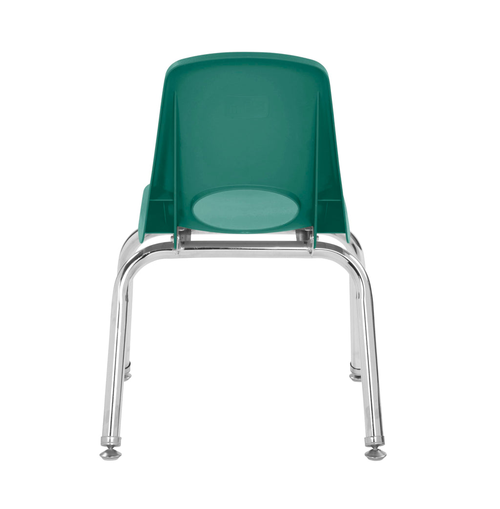 Fdp 12" School Stack Chair, Stacking Student Seat with Chromed Steel Legs and Nylon Swivel Glides for In-home Learning or Classroom - Green