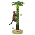 41'' Tall Cat Scratching Post,3.8'' Sisal Rope Scratcher Ball with Wood Interactive Ball Toy for Indoor Large Cats,Heavy Duty Scratcher with 360° Rotating Hanging Ball,Self Groomer Brush for All Cats