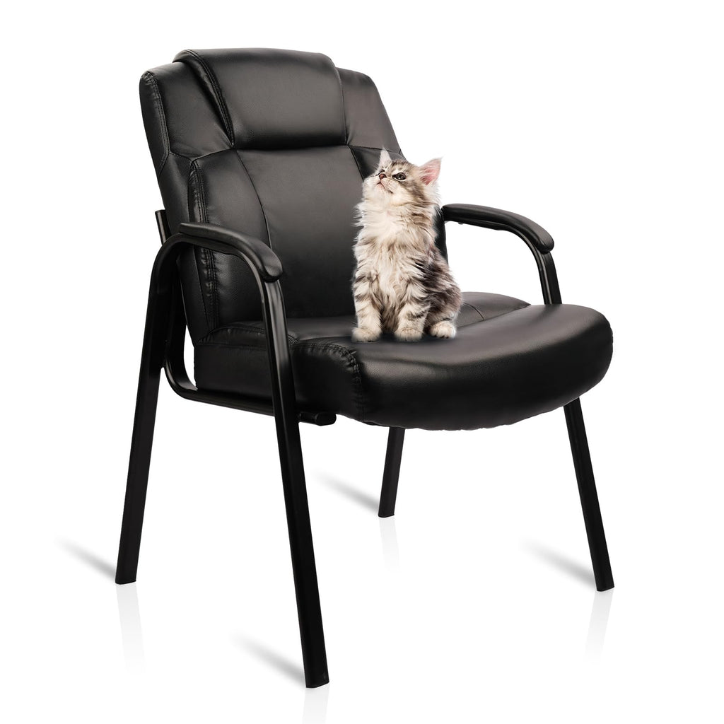 Clatina Big Wide Heavy Duty Office Guest Chair 400 Ibs Pu Leather Reception Chair,padded Armrest Backrest Seat,lobby Chair for Meeting