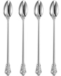 Luxurious 9 Inch Long Iced Tea Spoon Set - 4 Pieces - Gorgeous Design with Exceptional Mirror Polished Finish - 18/10 Stainless Steel- Perfect for Tall Glasses, Cocktails (Silver)