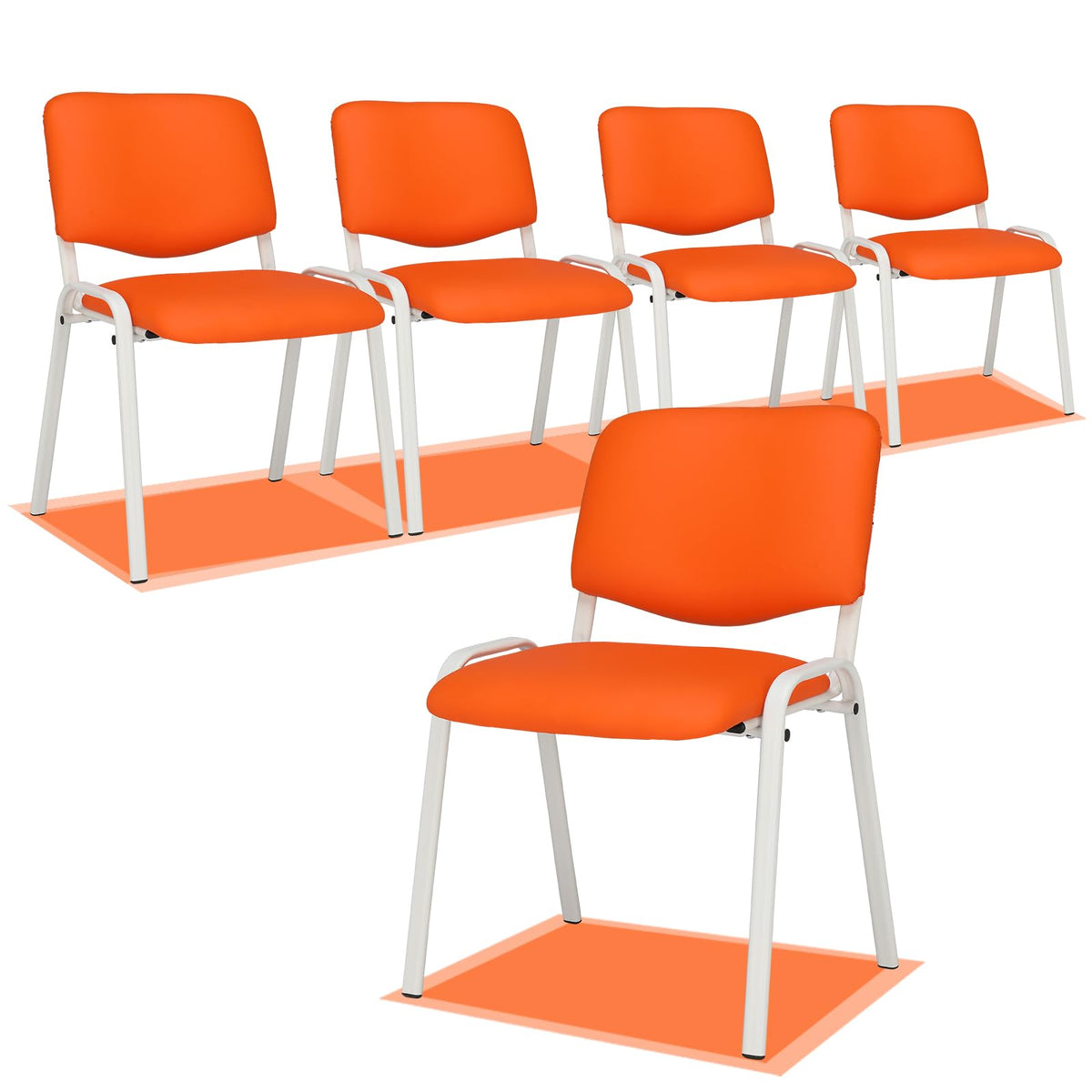 Vingli 5-pack Waiting Room Chairs, Stackable Chair for Office, Pu-orange