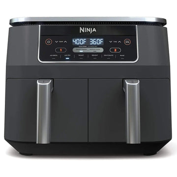 Ninja DZ201 Foodi 8-Quart 6-in-1 DualZone Air Fryer (Renewed), 2 Independent Fry Baskets, Smart Finish & Match Cook, Roast, Bake, Reheat, Dehydrate