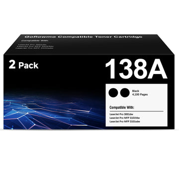 138A Black Toner Cartridge Compatible for HP MFP 3101fdw 3101sdw 3001dw 2PK | Replacement for HP 138A W1380A 138X W1380X Black Toner Cartridges for Laser Jet Pro 3001 3101 Series, High-Yield 4,100 Pages