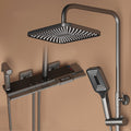 Shower Set Grey Thermostatic Digital Display Shower Mixer System Wall-Mounted Bathroom Shower Fixture with Rain Overhead, Handheld Shower