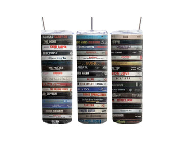 Cassette Tape Tumbler, 20 oz, 80s Rock Theme, Lid and Straw Included, Handcrafted, Made to Order