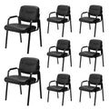 Newbulig Waiting Room Chair Set of 8, Leather Stationary Office Guest Reception Chairs No Wheel,comfy Padded Arms,for Conference Room Lobby