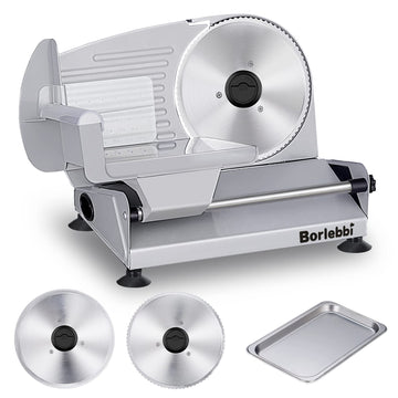 Meat Slicer, 200W Electric Food Slicer with 2 Removable 7.5" Blades