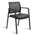 Clatina Mesh Back Guest Reception Stacking Chair, Waiting Room Stackable Chairs with Upholstered Leather Seat & Ergonomic Lumbar Support for