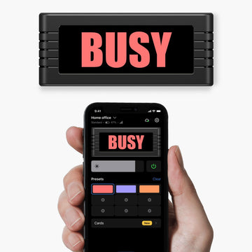 BusyBox S smart sign | Bluetooth | Battery Powered | Home Office | Wireless | Recording | Gaming | Streaming | Do Not Disturb Sign | On Air Sign | Office Decor | Online Classes (5,000 mAH Battery)