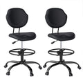 Drafting Chair with Back Support, Tall Desk Rolling Stool (black, Set of 2), 2PK