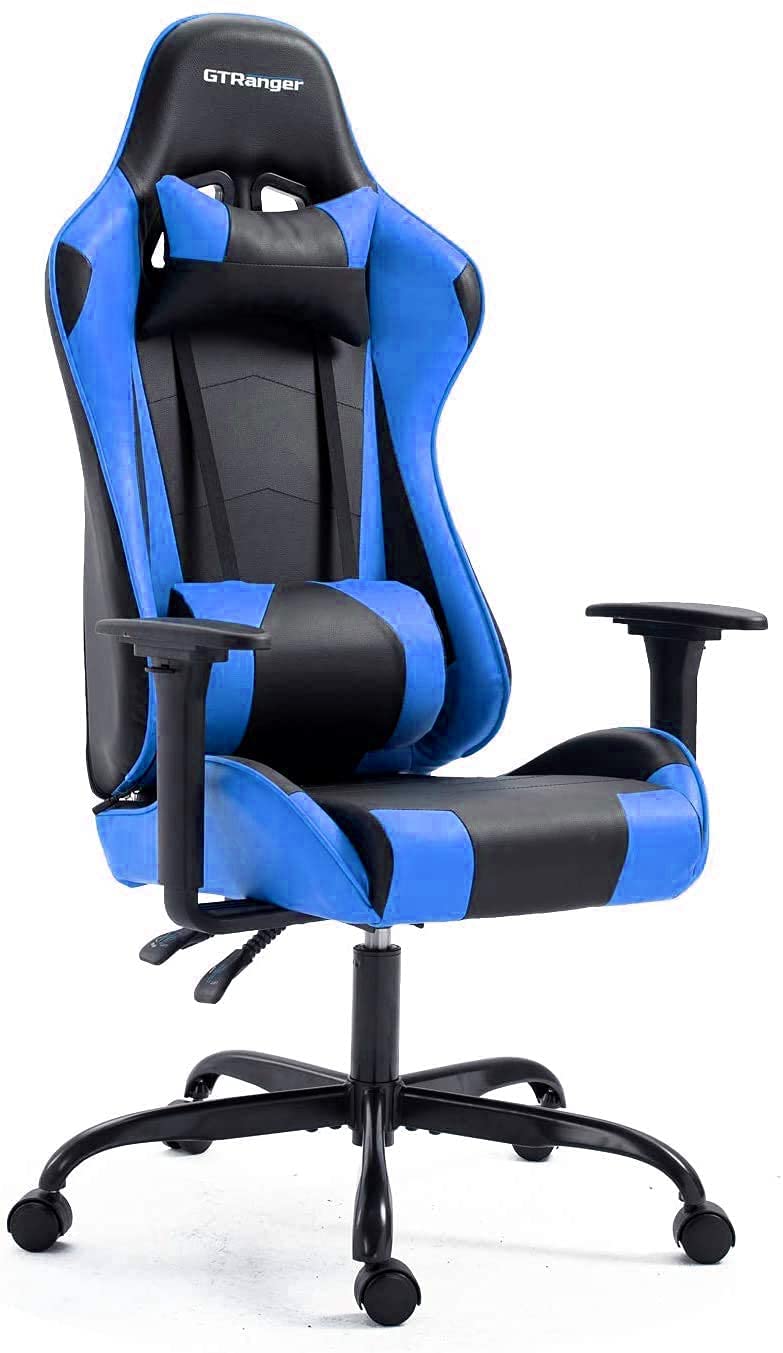 Gtpoffice Gaming Chair Racing Style High Back Computer Gaming Chair Adjustable Recliner Leather Office Desk Chair with Headrest and Lumbar