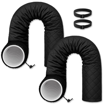 Outus 2 Pcs Portable Ac Hose Insulation Sleeve 60in Portable Air Conditioners Insulated Cover Wrap Fit for 5"& 5.9" Diameter Exhaust Easy Installation with Adjustable Strap (Black)
