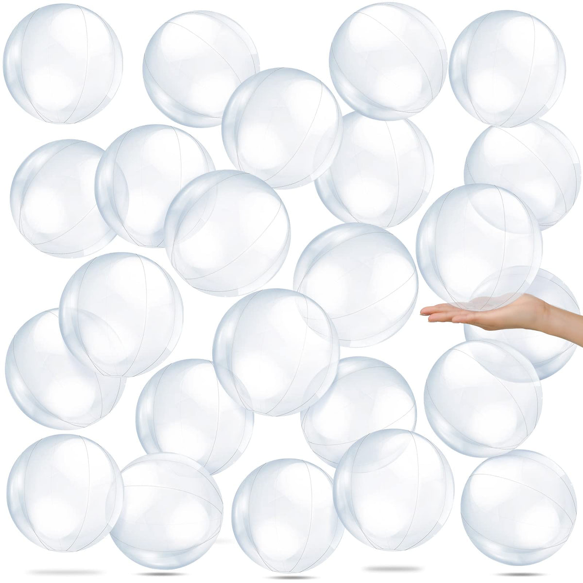 Yinder 24 Pieces Clear Inflatable Beach Ball Under The Sea Party Decorations Sponge Mermaid Party Bubble Summer Pool Floating Ball Ocean Theme Supplies