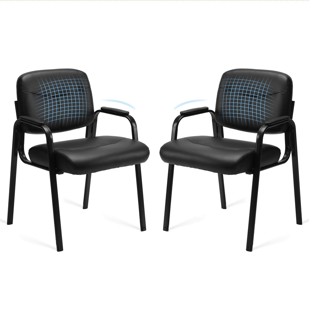 Sweetcrispy Waiting Room Chairs Set of 2, Office Guest Chairs No Wheels, 2 PCS Set, Inky