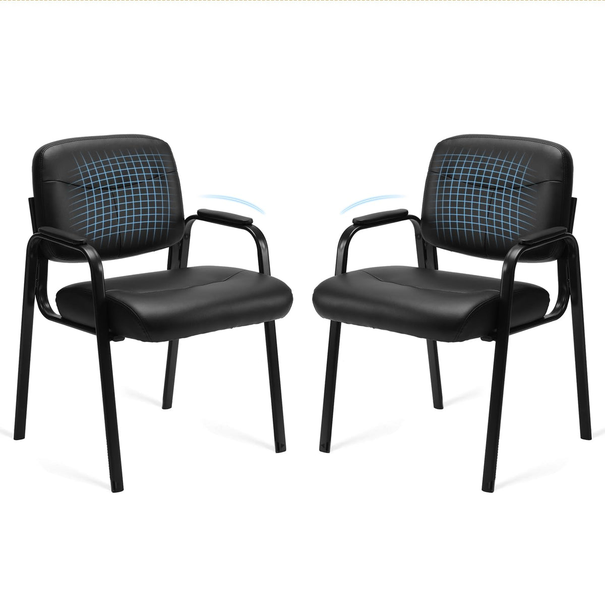 Sweetcrispy Waiting Room Chairs Set of 2, Office Guest Chairs No Wheels, 2 PCS Set, Inky