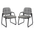 Clatina Leather Guest Chairs Set of 2, Office Reception with Padded Arms, Desk Chair with Sled Base for Office Conference Waiting Room, Grey