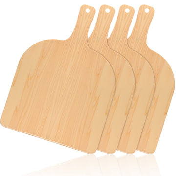 Nuogo 4 Pcs Wood Pizza Peel 12 Inch Wood Pizza Spatula Paddle Natural Cutting Board with Handle for Restaurant Baking Homemade Bread Cutting Fruit Vegetables Cheese
