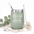 ELEGANTPARK Retirement Gifts for Women 2026, Retired Free and Fabulous 12oz Insulated Wine Tumbler with Lid & Straw, Funny Farewell Milestone Gift for Teacher Nurse Mom Boss Coworker, Sage