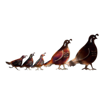 HG Artworks Quail Family Metal Wall Art Accent 17" wide