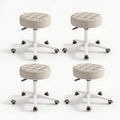 Small Chair Round Rolling Stool with Wheels Pu Leather Height Adjustable Swivel Drafting Work Spa Salon Stools Home Office Chair, Grey