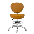 Grace&grace Drafting Stool Adjustable Foot Ring with Wheels, Rolling Stool with Back Support for Studio, Classroom, Lab, Counter, Medical (camel)