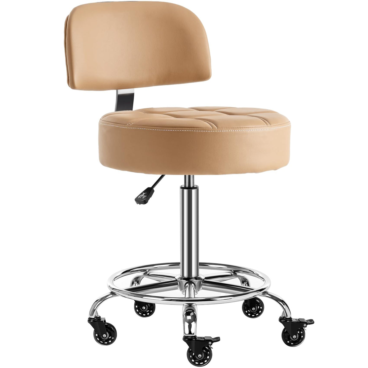 Covibrant Lockable Stool with Back and Foot Rest Ergonomic Rolling Hydraulic Adjustable Stool for Doctor Esthetician Artist Home Small Office