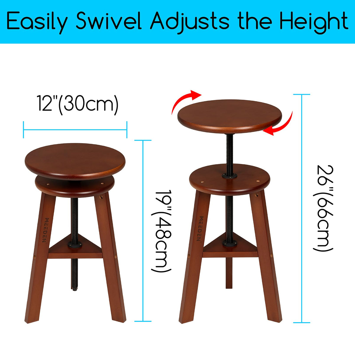 Meeden Wooden Drafting Stool with Adjustable Height, Artist Stool,office Studio Stool, Up to 220 Lbs,german Beech Wood, Perfect for Artists