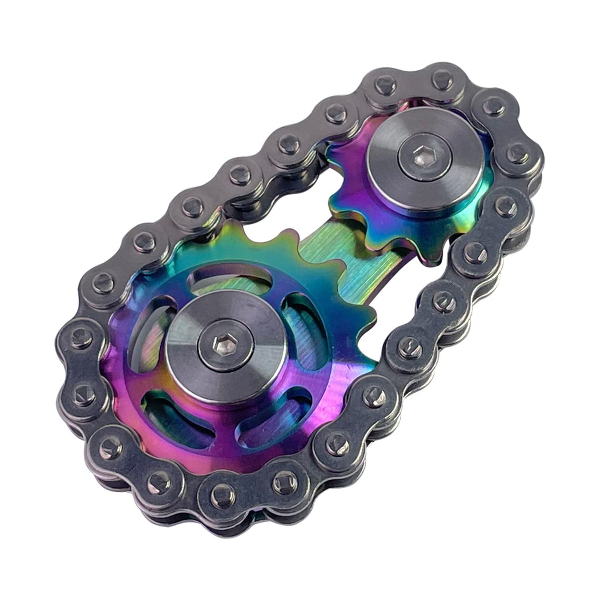 Chain Gear Fidget Spinner, Metal Sprocket Chain Fidget Toy, Stress Anxiety Relief Fidget Toy, Bike Chain Gears Novelty Toy,Metal EDC for Anxiety Relieve Boredom ADHD Autism(Colorful)