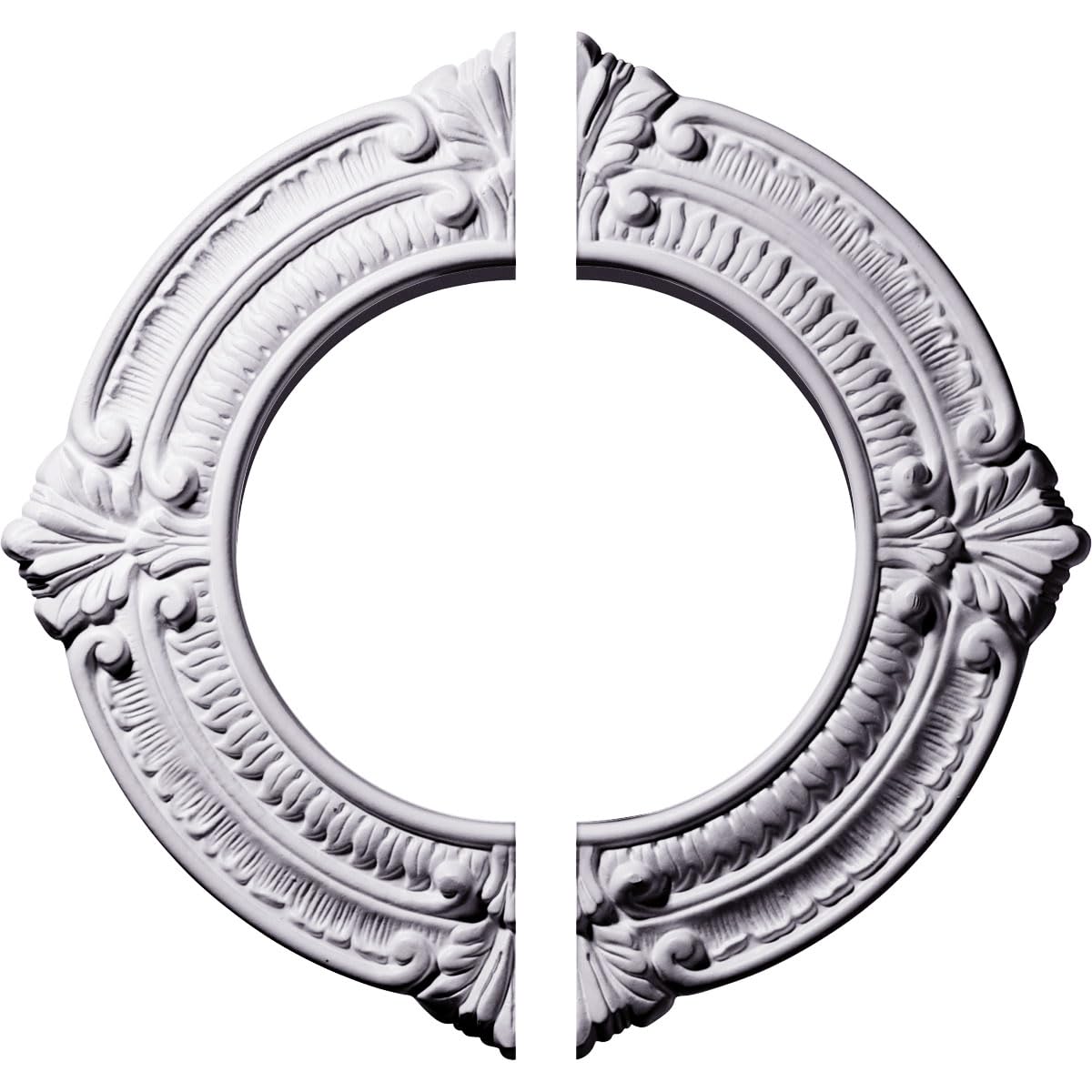 Ekena Millwork CM11BN2 11 1/8"OD x 6 1/8"ID x 5/8"P Benson Ceiling Medallion, Fits Canopies up to 6-1/8", 2 Piece