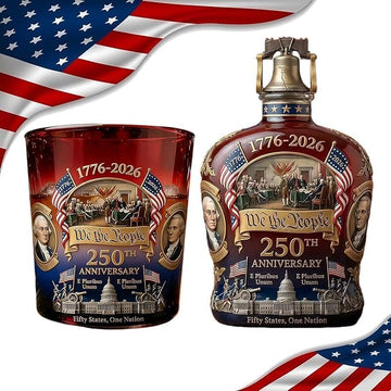 Commemorative 250th Anniversary Whiskey Decanter, Honor America's Milestone with This Patriotic Collector's Bottle, Ideal Independence Day Gift for Dad & Veterans
