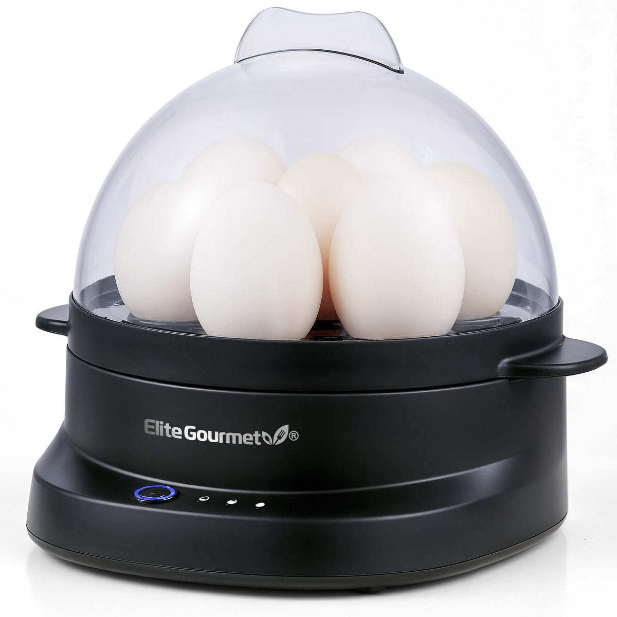 Elite Gourmet 7-Egg Electric Egg Cooker with Voice Alerts – Soft, Medium & Hard-Boiled Eggs Made Perfectly – Fast, No-Monitoring Breakfast Cooker, Auto Shut-Off