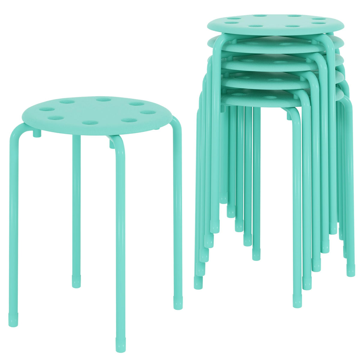 Vecelo 6-piece Stacking Stools, 17.7 Inch Standard Height, Portable Stackable Colorful Decoration Stools for School Classroom and Office Use,