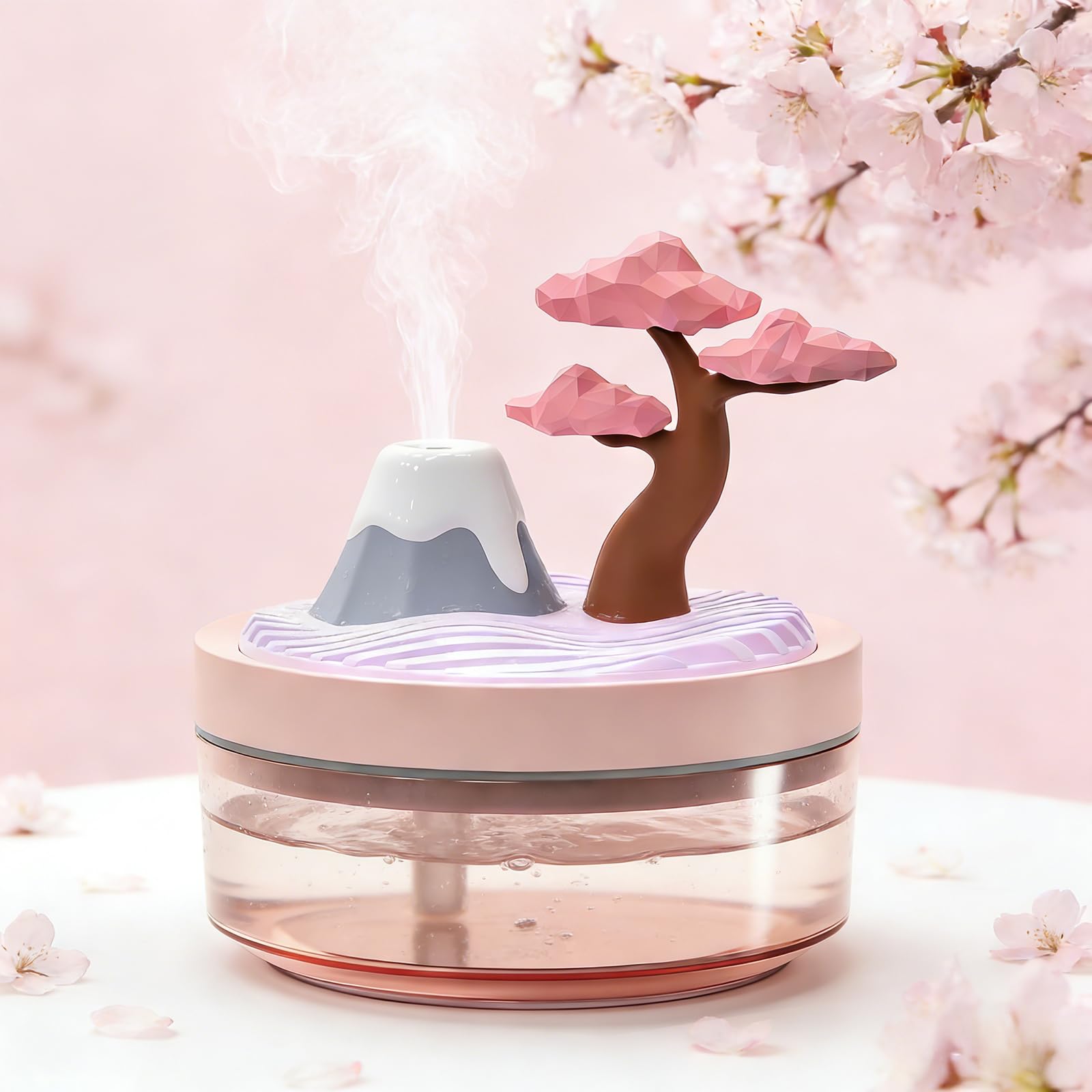 Cherry Blossom Cool Mist Humidifier, 320ml Small Bedroom Humidifier with 2 Mist Modes, Whisper-Quiet Air Humidifier with Night Light for Nursery, Office, Home Decor ?nursery humidifier