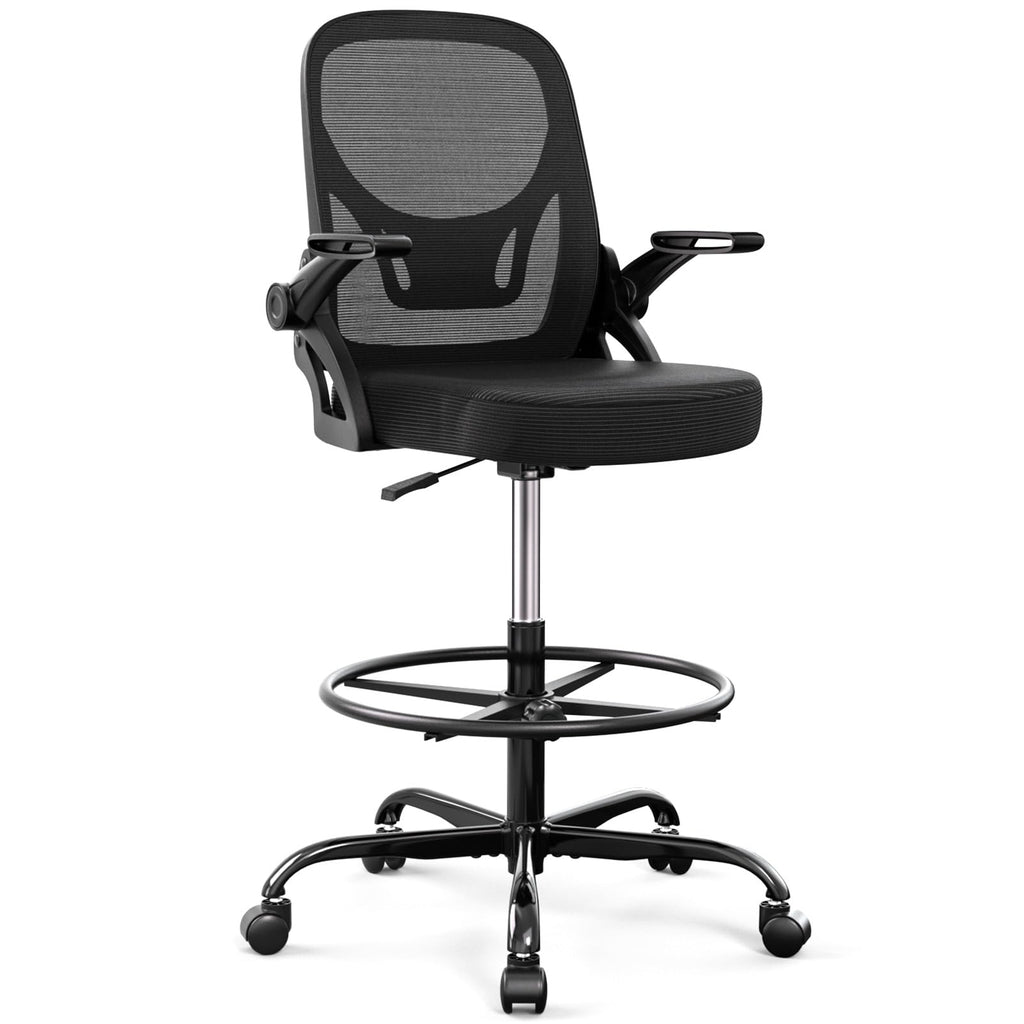 Alolo 450lbs Drafting Chair Tall Office Chair for Standing Desk with Flip-up Armrests,ergonomic High Desk Chair with Lumbar Support and