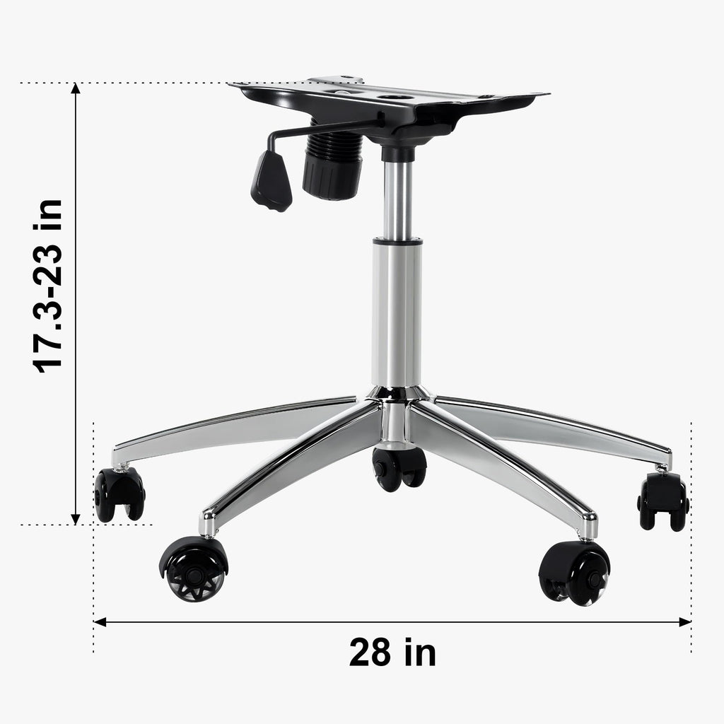 Frassie Metal Chair Base Set Replacement with Plate & Cylinder, 5 Wheels, Silver