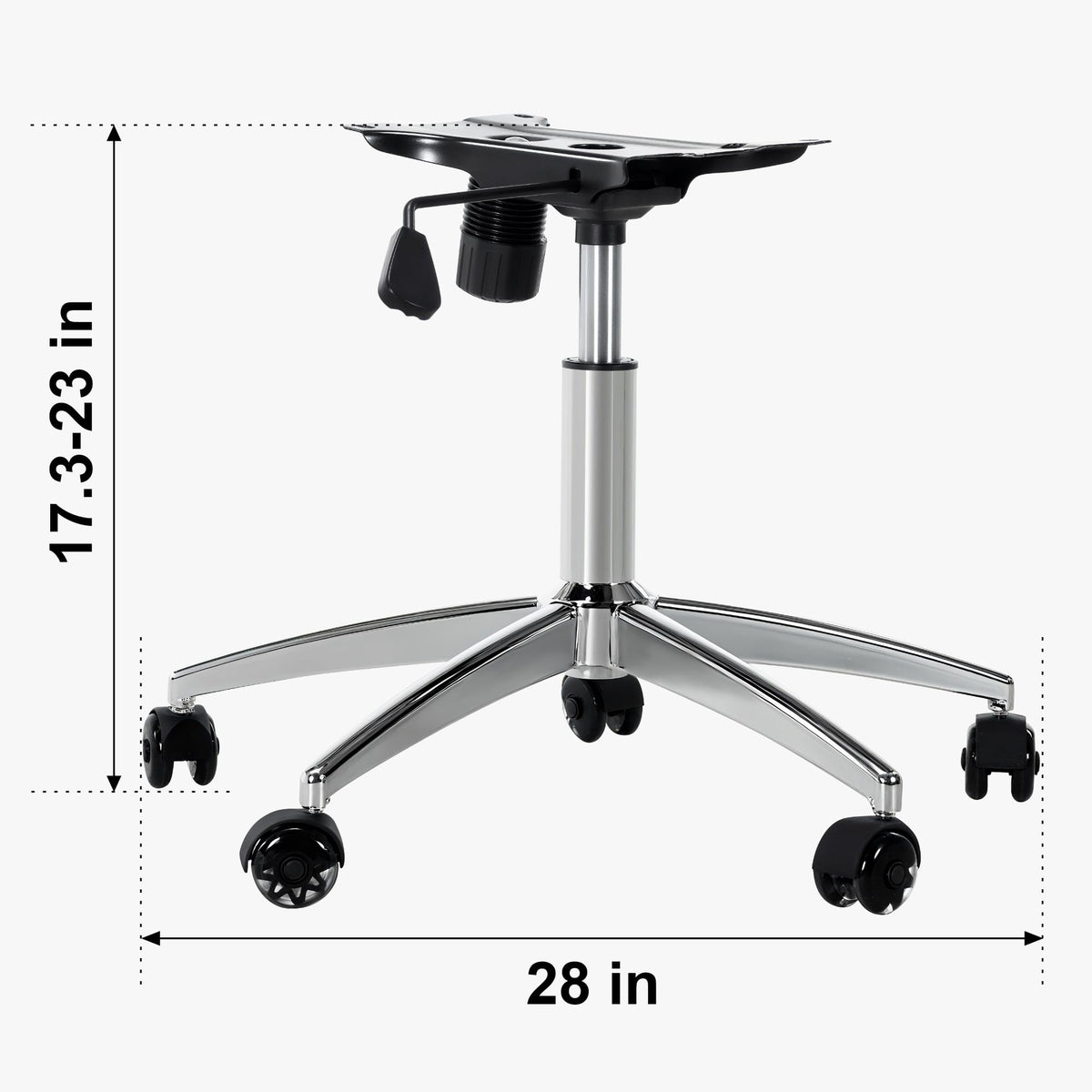 Frassie Metal Chair Base Set Replacement with Plate & Cylinder, 5 Wheels, Silver