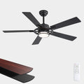 52 Inch Ceiling Fans with Lights, Black Flush Mount Ceiling Fan with Light Remote Control, Farmhouse Low Profile Small with 6 Speed Reversible for Bedroom Living Room, 3CCT, Dimmable, Indoor