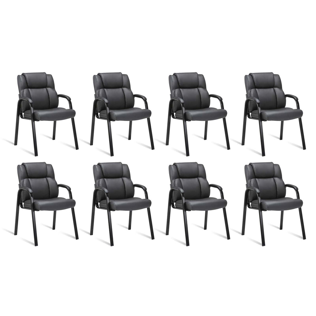 Clatina Leather Guest Chair with Padded Arm Rest for Reception Meeting Conference and Waiting Room Side Office Home Black 8 Pack