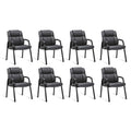 Clatina Leather Guest Chair with Padded Arm Rest for Reception Meeting Conference and Waiting Room Side Office Home Black 8 Pack