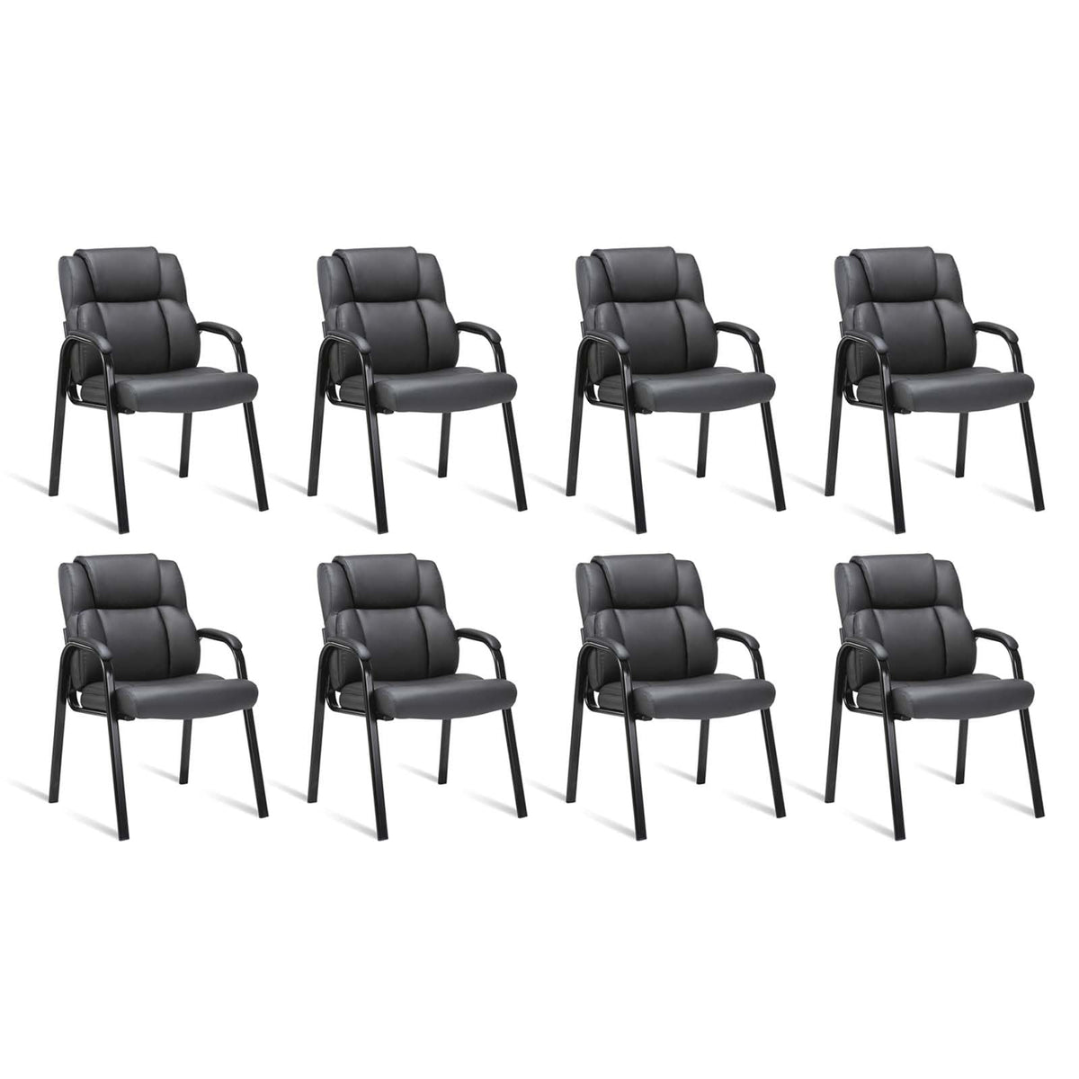 Clatina Leather Guest Chair with Padded Arm Rest for Reception Meeting Conference and Waiting Room Side Office Home Black 8 Pack