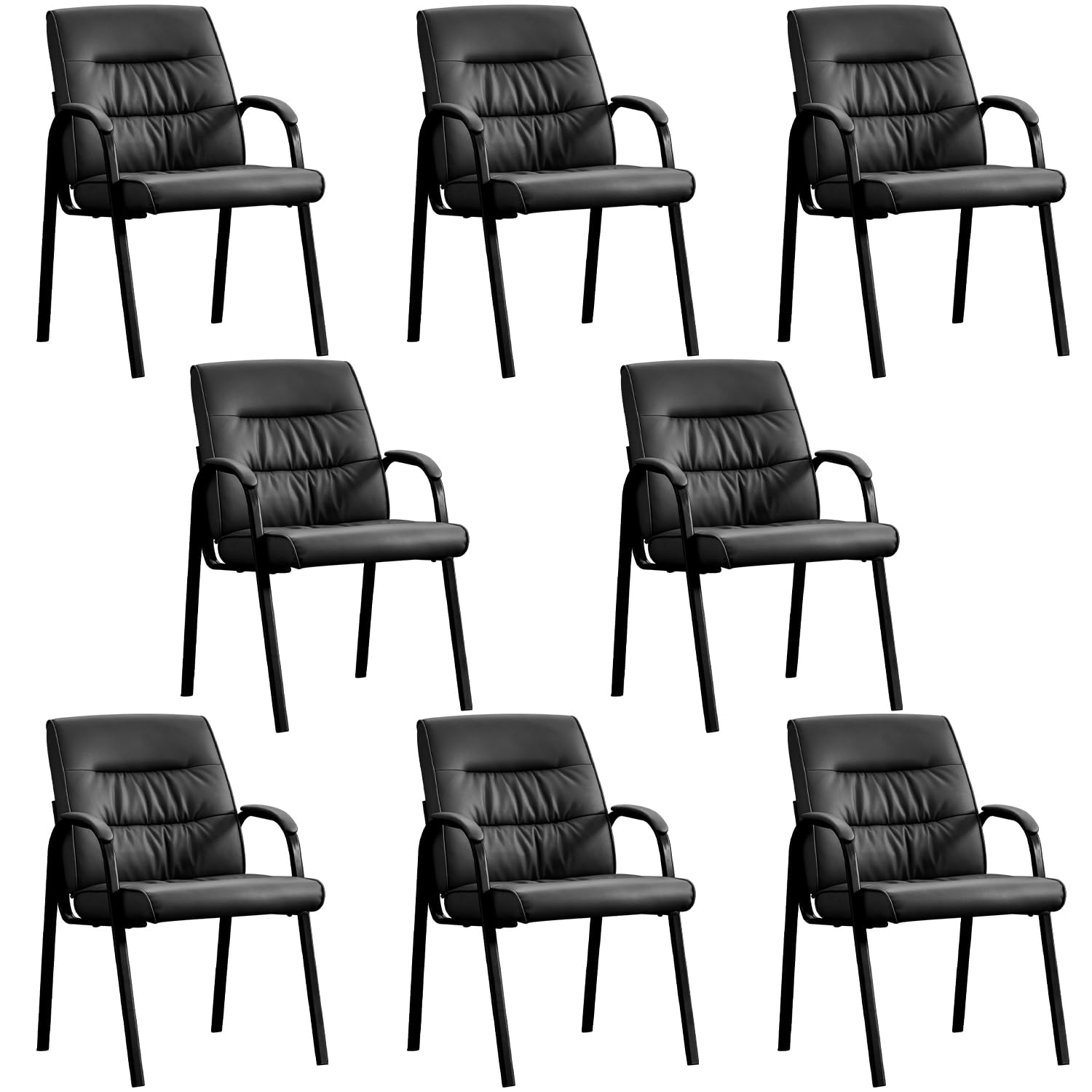 Boiskom Office Guest Reception Chair Set of 8, Conference Room Chairs Waiting Room Chairs 8 Pack, Modern Leather Office Desk Chair No Wheels.