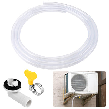 3/10Ft Air Conditioner Drain Hose,Portable AC Drain Hose Leak Proof Flexible Durable Drains Hoses for Mini Split,Window Air Conditioner Unit Parts,Hoses Connector and Clamp(10FT,COLOR:white)
