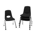 Fdp 14" School Stack Chair,stacking Student Seat with Chromed Steel Legs and Ball Glides for In-home Learning or Classroom - Black (4-pack),