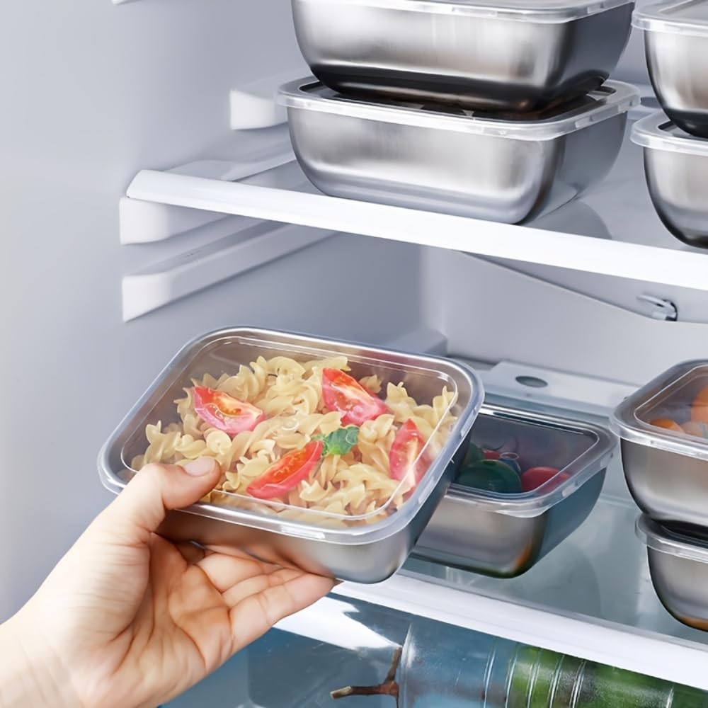5-Pack Stainless Steel Storage Containers with Clear Lids - Stackable Food Prep Bins for Pantry, Fruit & Snack Organization (Multi-Use)?