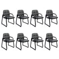 Clatina Leather Office Guest Waiting Room Chair with Sled Base, Reception Chair No Wheels with Armrests and Lumber Support, Stationary Desk